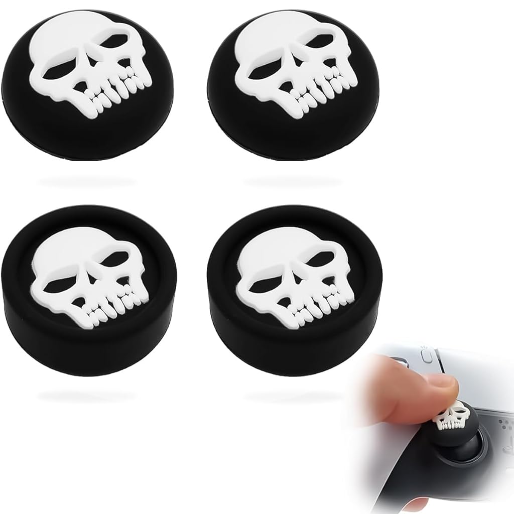 ZORBES® 4Pcs Skull Thumb Grip Caps for Playstation 5 Controller PS5 Controller Stick Joystick Attachment Silicone Cover Skull Thumb Grip PS5 Accessories Thumbsticks Cover Set for Switch Pro Controller ZORBES® 4Pcs Skull Thumb Grip Caps for Playstation 5 Controller PS5 Controller Stick Joystick Attachment Silicone Cover Skull Thumb Grip PS5 Accessories Thumbsticks Cover Set for Switch Pro Controller